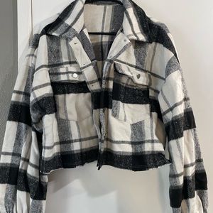 Flannel cropped jacket
